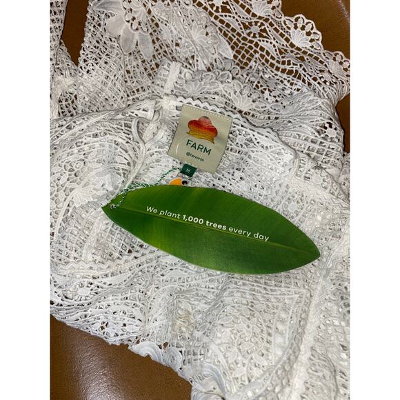 Farm Rio White Guipure Lace Blouse NWT $240 Stunning Boho Chic Top M Embroidered - Picture 8 of 11